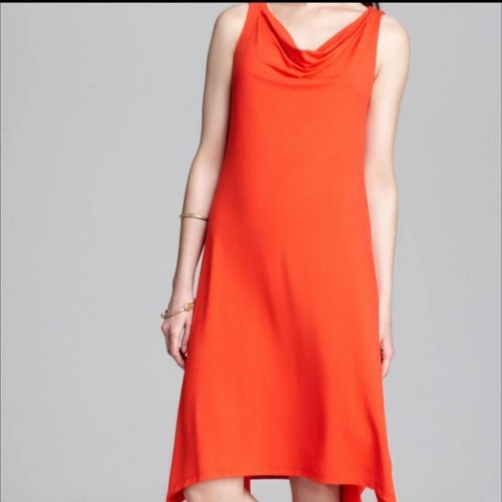 Eileen Fisher red cowl neck dress sz XS